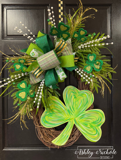 Abstract Shamrock St. Patricks Wreath