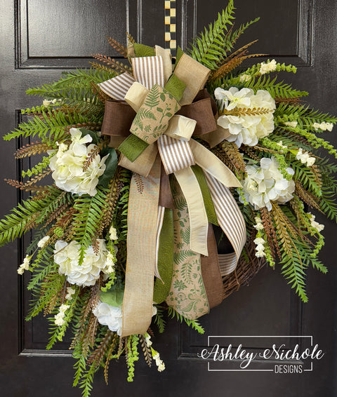 Neutral Hydrangea & Clover Berry Wreath