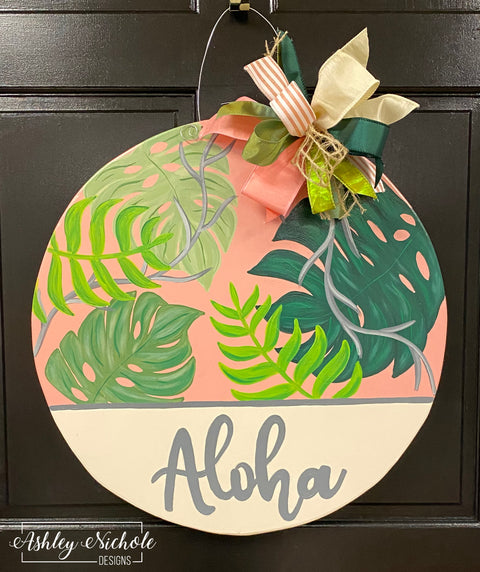 Aloha Palms Plaque Door Hanger (PRINTED or PAINTED)