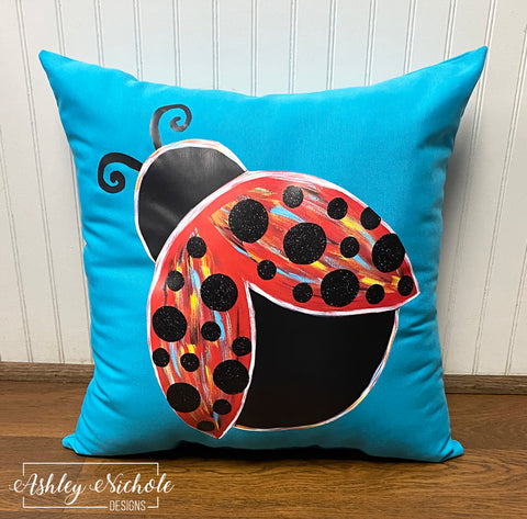 Custom-Artsy Ladybug Pillow on Outdoor Fabric