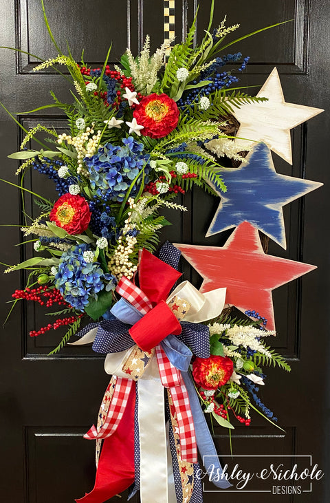 Rustic Star Stack Patriotic Wreath