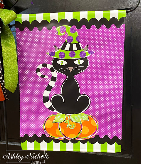 Sassy Cat Halloween Garden Vinyl Flag