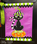 ** Sassy Cat Halloween Garden Vinyl Flag