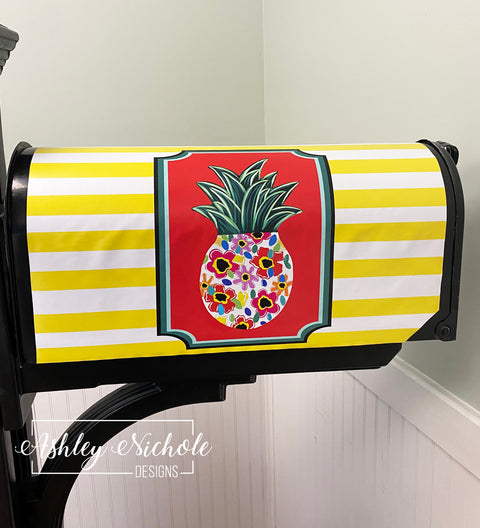 Pineapple - Bold & Bright Floral - Magnetic Mailbox Cover