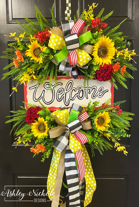 Welcome Wreath - Reds and Yellows
