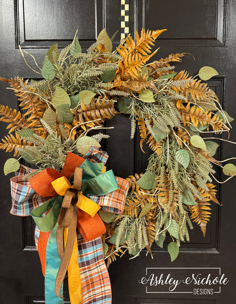 Metal Autumn Leaf Full Round Wreath