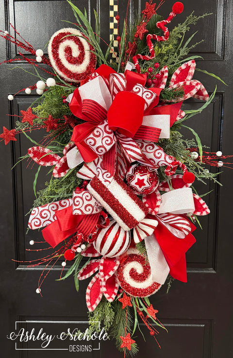 Peppermint Twist Teardrop Swag