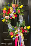 Bouquet of Brightness White Oval Wreath
