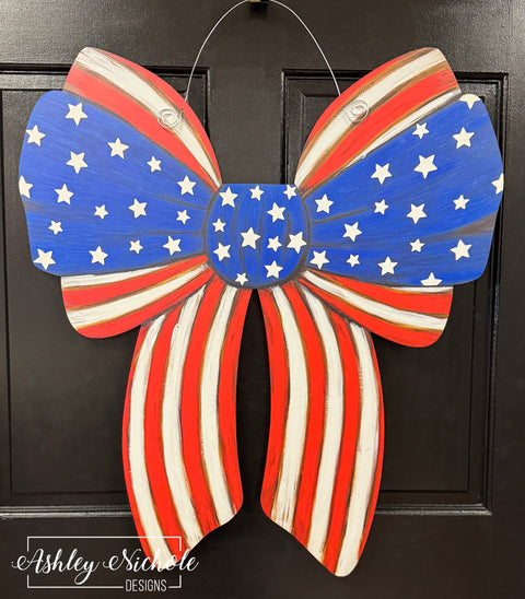 Patriotic Bow - Door Hanger (UV Printed Only)