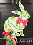 Chinoiserie Inspired Sitting Bunny Door Hanger (GREEN)