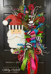 Santa Christmas Oval Wreath - Jewel Tone Colors