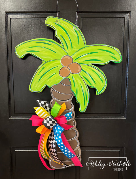Tropical Palm Tree Door Hanger (Hand-Painted)