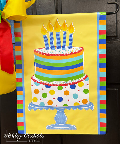 Birthday Celebration Cake - Boy - Vinyl Garden Flag