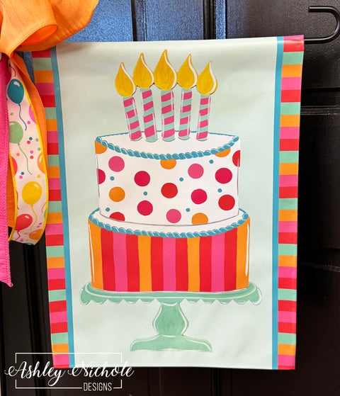 Birthday Celebration Cake - Girl - Vinyl Garden Flag