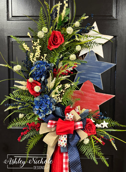 Rustic Star Stack Patriotic Wreath