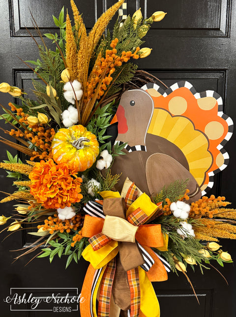 Gobble til you Wobble Turkey Wreath