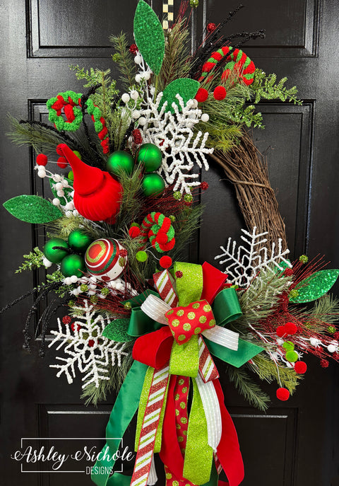 Holly Jolly Snowflake Magic Christmas Wreath