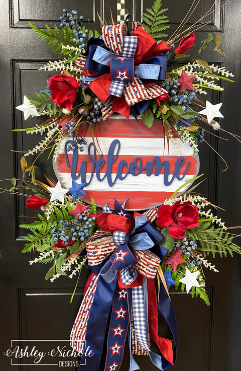 Patriotic Welcome Plaque Wreath