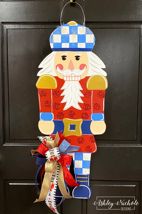 Regal Nutcracker Christmas Door Hanger - Blues & Red