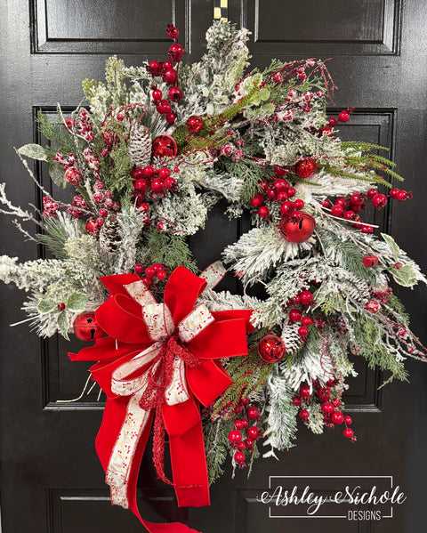 Holly Berry Frost & Jingle Bells Wreath