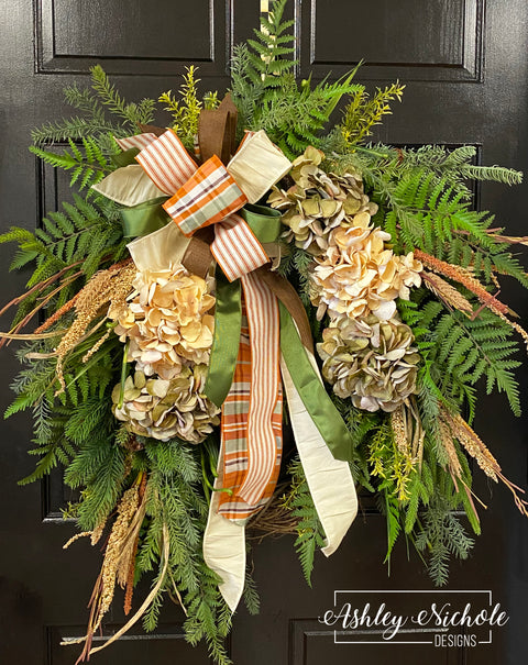 Honey & Sage Hydrangea Oval Fall Wreath