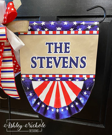 Patriotic Bunting Personalized - Vinyl Garden Flag