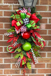 26" Decorated Evergreen Lantern Swag - Matching - Red & Lime Whimsical & Believe in the Magic Wreath
