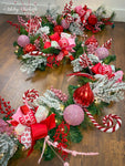 Garland - LIGHTED - Santa - Pink & Red Candy Christmas - 9' Long