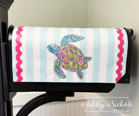 Abstract Sea Turtle  - Magnetic Vinyl Mailbox Cover