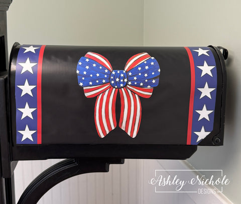 Patriotic Bow - Patriotic - Magnetic Vinyl Mailbox Cover