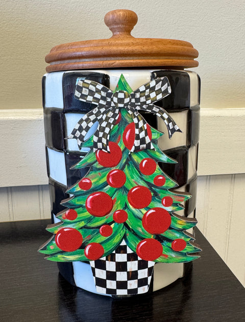 Christmas Tree - CHECKERED Bow - Christmas Mini Piece (Magnet/Velcro)