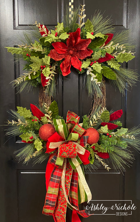 Elegant Magnolia Traditional Christmas Wreath
