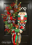 Regal Nutcracker Christmas Wreath - Emerald & Red