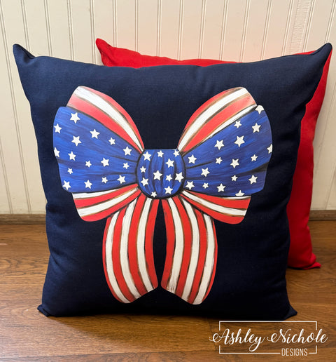 Custom Pillow - Patriotic Bow on Outdoor Fabric