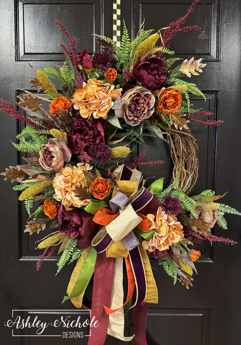 Jeweled Acorn & Florals Wreath