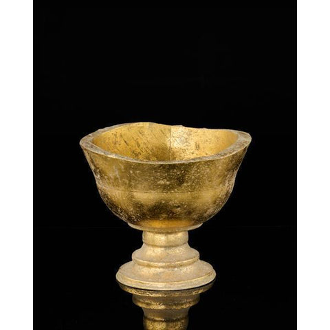 9.5" Tin/Cement Pot - Antique Gold/Rust