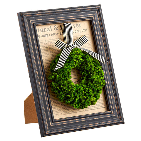 7.7"Wx9.7"L Preserved Wreath Table Top Frame Green Brown