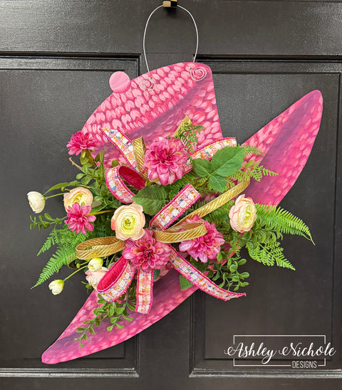Kentucky Derby Hat Floral Door Hanger
