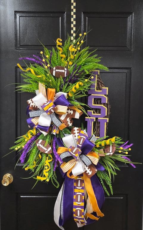 School Spirit Football Wreath - Collegiate Font
