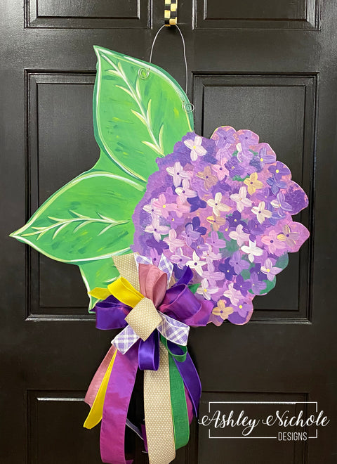 Lavender Hydrangea Flower Door Hanger
