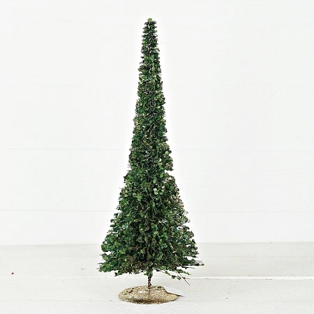 20" Gold Glittered Boxwood Flare Tree - Green