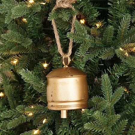 4" Silo Bell With Jute Loop Ornament - Vintage Gold