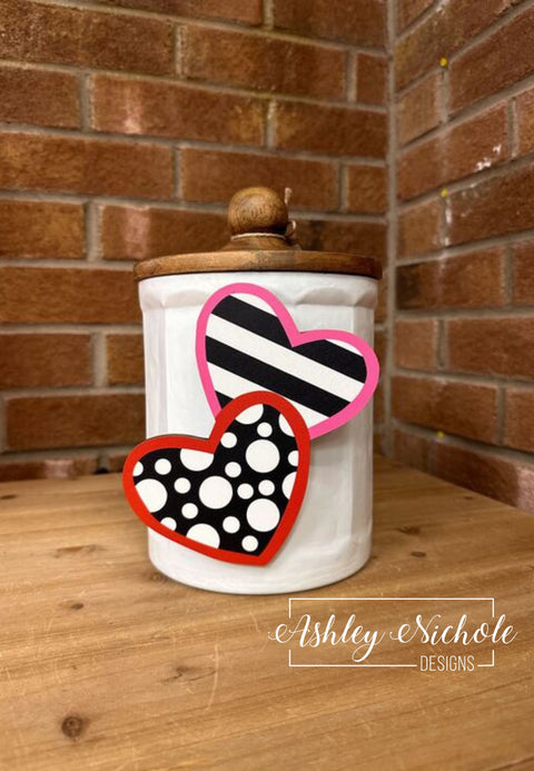 Crazy Dots & Stripes Double Heart - Valentine Mini Piece (Magnet/Velcro)