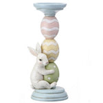 12" Resin Sugarded Bunny & Egg Candleholder - Pastels