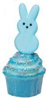 8.5" Styrofoam Glittered Bunny Peep Cupcake - Blue