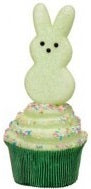 8.5" Styrofoam Glittered Bunny Peep Cupcake - Green