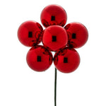 40mm Shiny Stem Ball x6 - Red