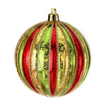 100MM - Multi Colored Ball Ornament - Red, Lime Green & Gold