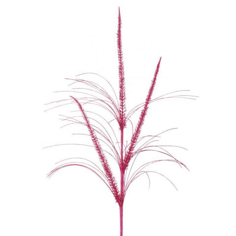 34" Glitter Mica Triple Spike Grass Spray - Hot Pink