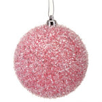 100mm VP Sparkle Tinsel Ball Ornament - Light Pink